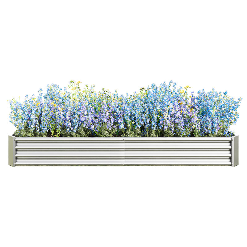 Ensemble de potager surélevé en métal - 45,67 po Profondeur de 11,47 po de hauteur, lit argenté pratique pour hauteur, construction, assemblage rapide