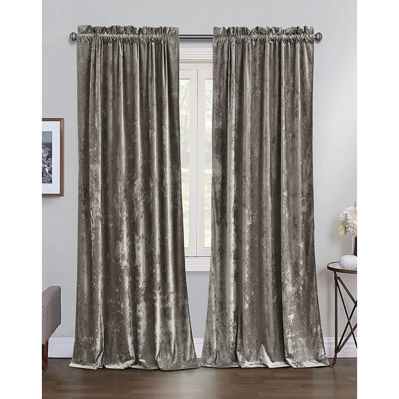 Velvet Bedding Collection Room Darkening Curtain Panel Pair, 50" W x 84" L, Storm Blue