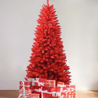 Sapin de Noël rouge de 1,80 m, en PVC rouge pur avec 804 branches