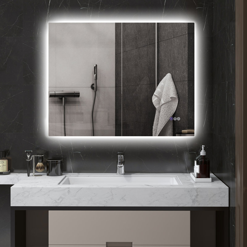 LED Bathroom Mirror with Lights, 35.4" x 27.6"