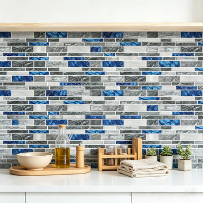 Paquet de 24 carreaux de mur en marbre pelez et collez, dosseret de film en cristal de PVC pour la cuisine et la salle de bain, décalque mural imperméable sans dommages, L 9,68 po x l 4,72 po