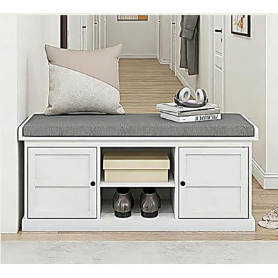 Entryway Bench Seat, Shoe Storage Bench with Cushioned Seat