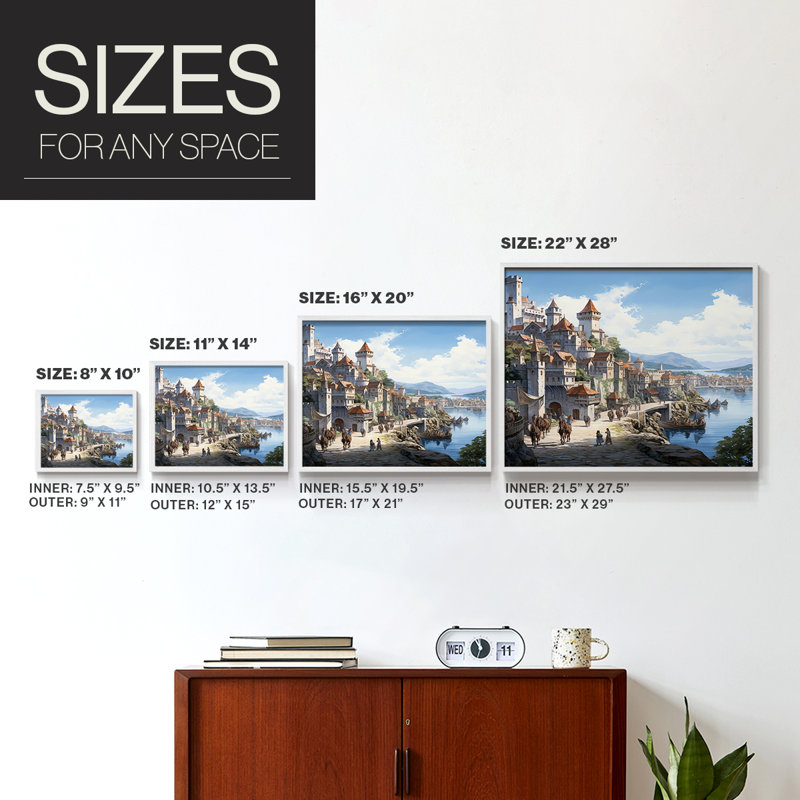 Landscape Series-LXXIV -Framed Print - Restickable, H 11 po x l 14 po, Blanc