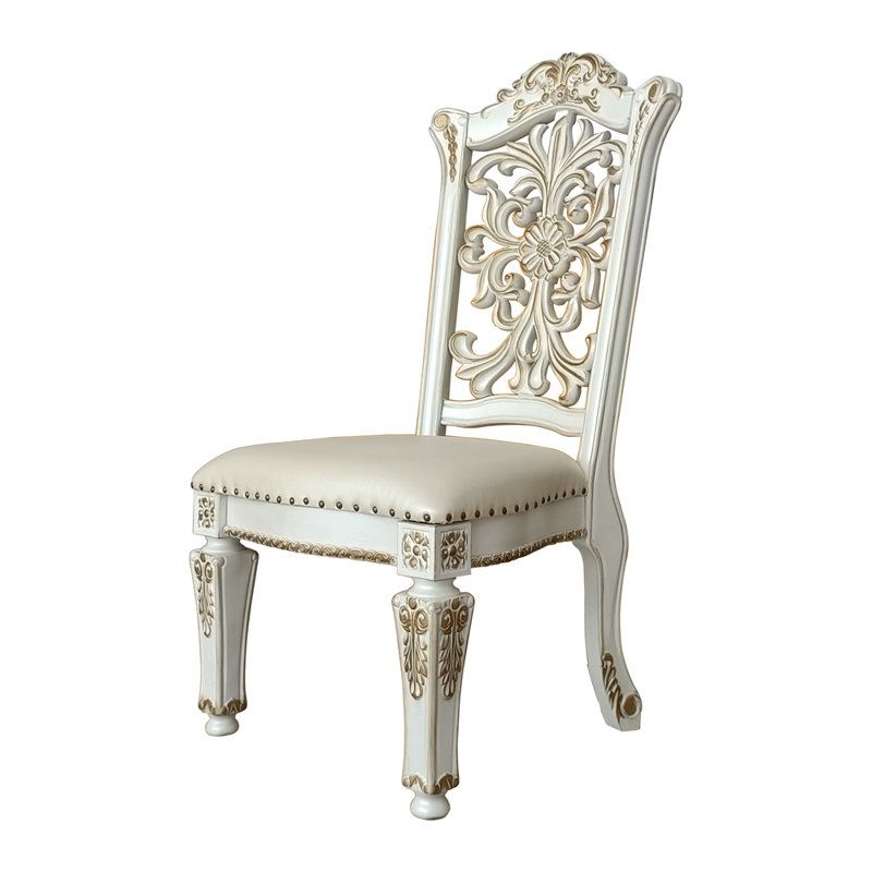 Chaise d'appoint Vendome en cuir synthétique et perle antique (ensemble de 2)