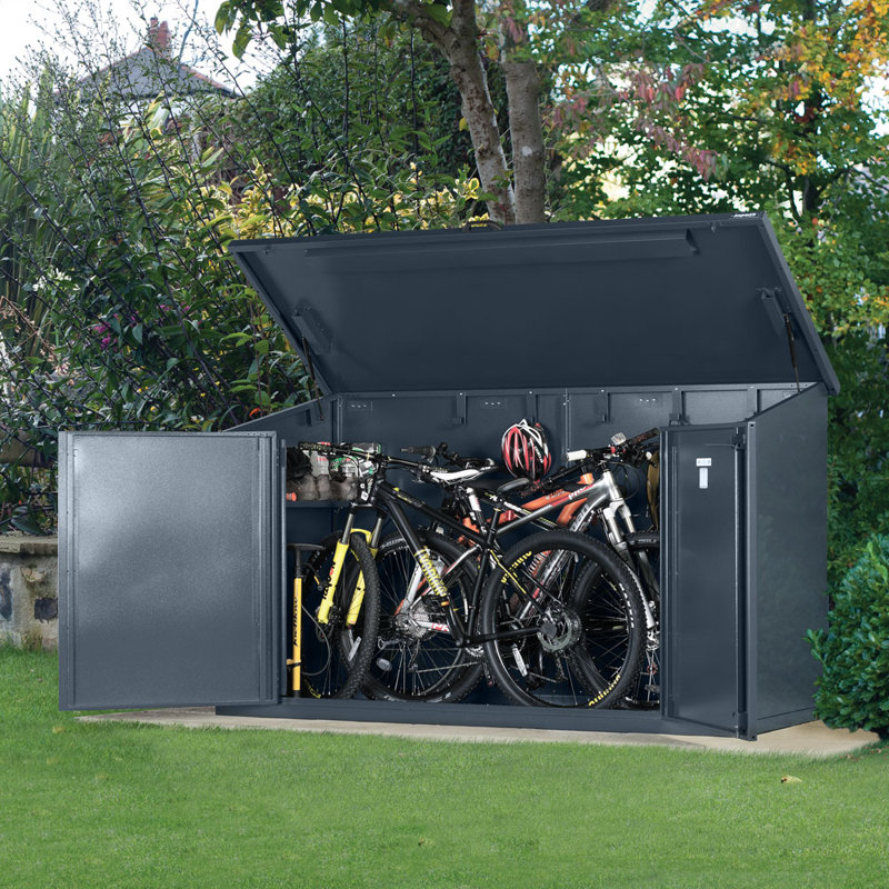 Access 8 ft. W x 3 ft. D Pent Metal Bike Shed, Grey