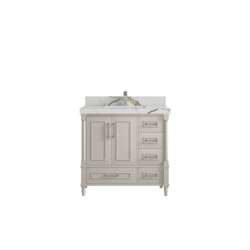 Aberdeen X P 22 po Meuble-lavabo central D Quartz doré Calacatta