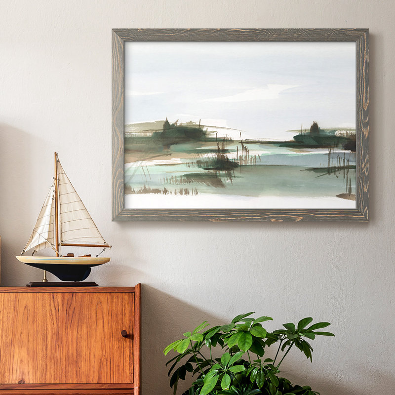 Marsh Reeds III - reproduction d'art sur toile simple, Encadré gris, H 14 po x l 20 po x P 1,5 po