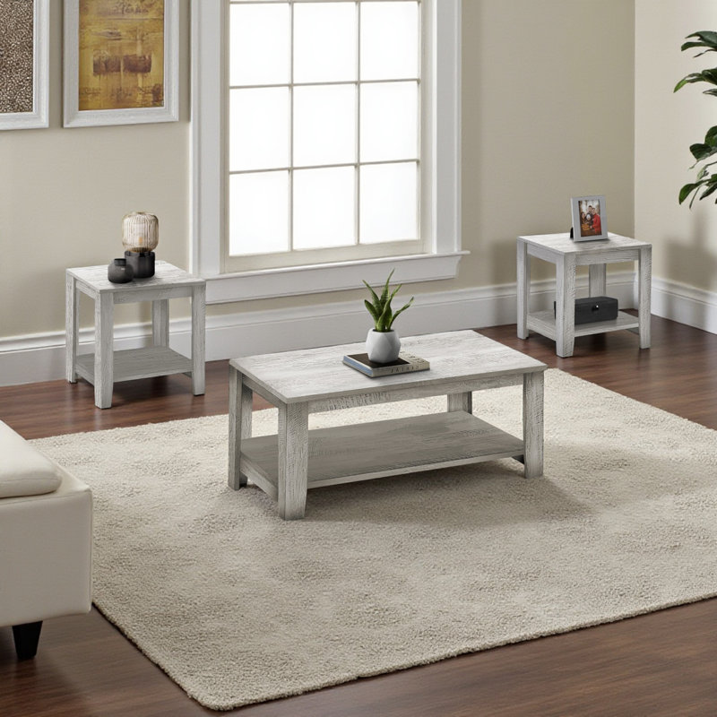 Isidora 3 Piece Transitional Table Set in Gray Laminate, 19.57'' H X 19.84'' W X 19.86'' D
