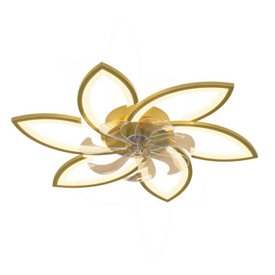 Modern Ceiling Fan With Lights Remote Control, 3 Light Color 6 Speeds,Gold Color Ceiling Fan Lamp For Kitchen Bedroom
