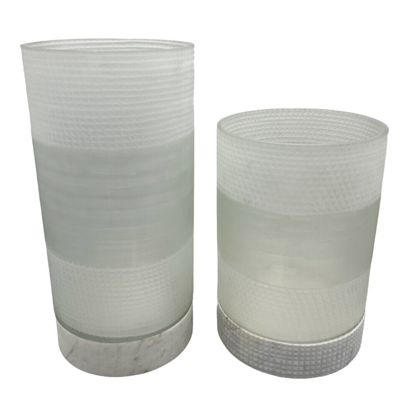 Nestore Handmade Glass Table Vase (PAIR) – Elegant Alabaster Cylinder Vase Set