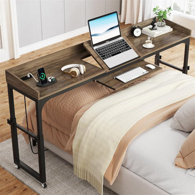 Table de lit à hauteur réglable 35,4 "à 43,3" avec roulettes