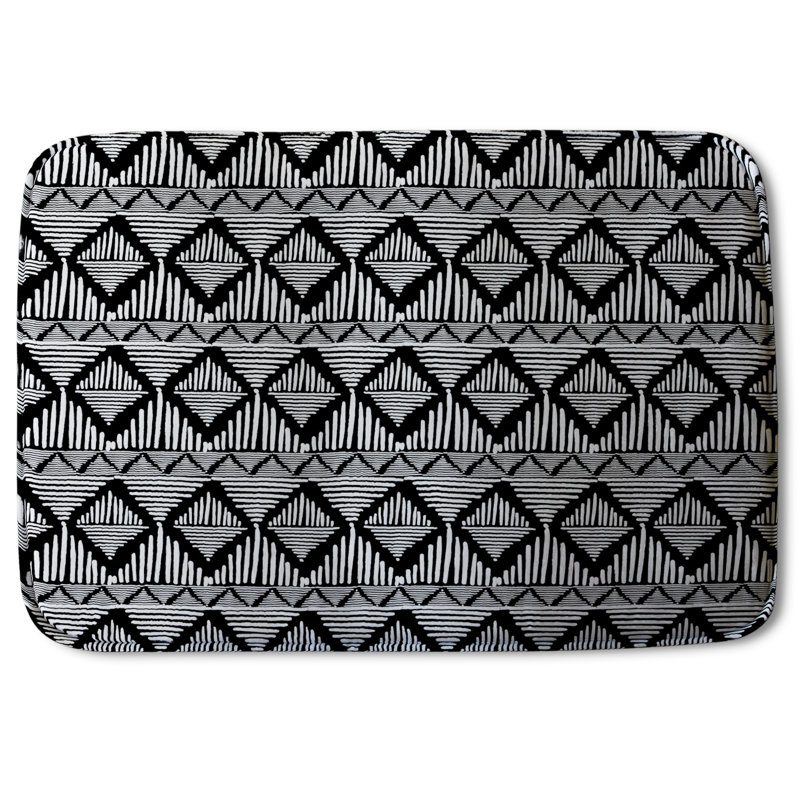 Key Non-Slip Backing Bath Rug, Tribal Geometric