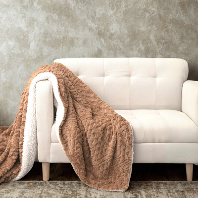 Cognac Faux Fur Throw Blanket