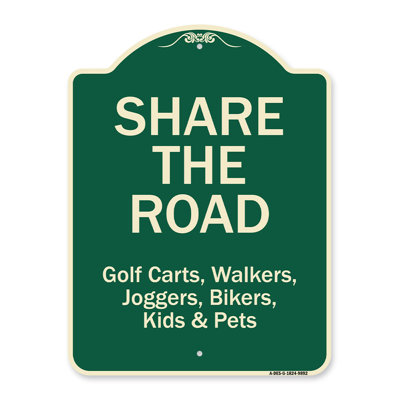 Signmission Designer Series Sign - Share The Road | Green 18" X 24" Heavy-Gauge Aluminum Architectural Sign | Protect Your Business & Municipality | Made In The USA