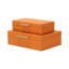 RebekaSet de 2 boîtes de rangement rectangulaires emboîtables, finition embossée moderne - faux chagrin orange-2034185386