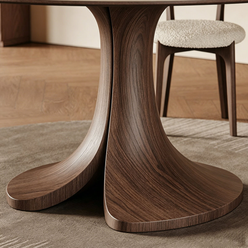 Table ronde Mid-Century en pierre frittée, 29.5"H x 47.2"L x 47.2"W