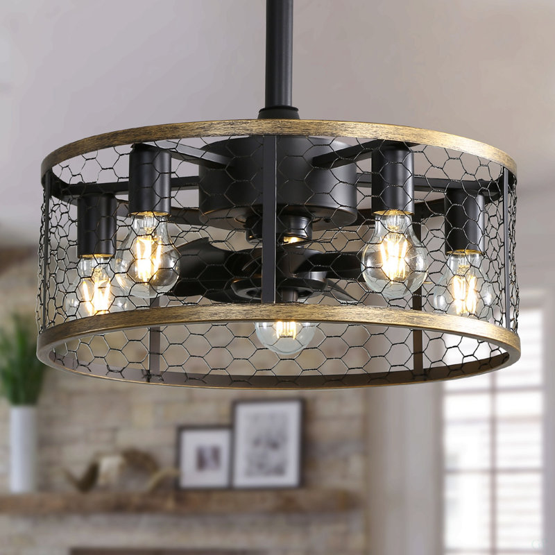 Ventilateur de plafond industriel en cage de 20 pouces avec télécommande à 7 pales ABS, petit moteur de ventilateur réversible à courant continu