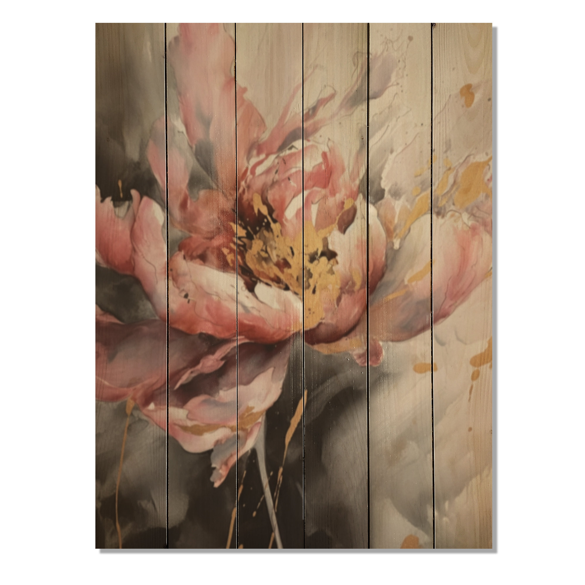 Red Barrel Studio Enchanted Pink Gold Peony Flower II - Floral Peony ...