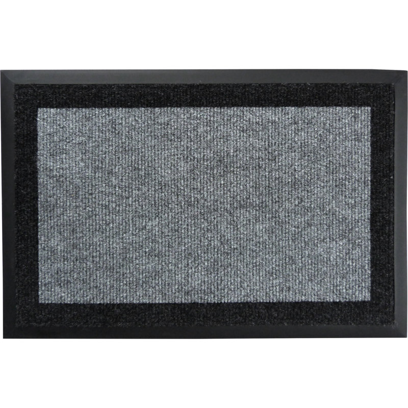 Tapis d'extérieur antidérapant Asai, Gris, Paillasson à bordure, l 24 po x L 36 po