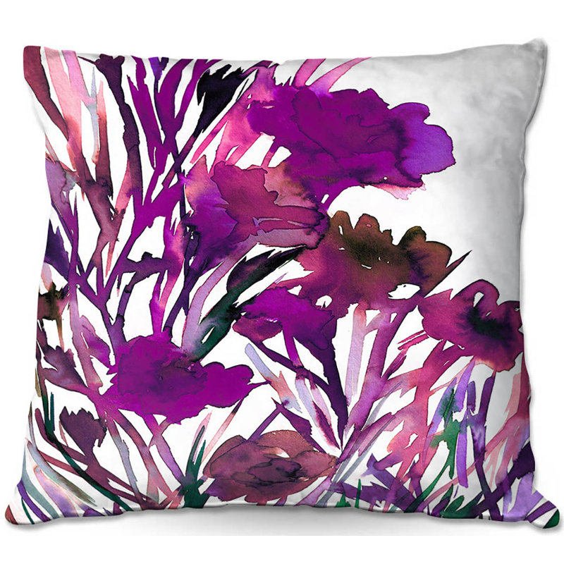 Coussin de pensées pour les pétales de canapé, 20 po x 20 po, Mauve / Rose / Gris