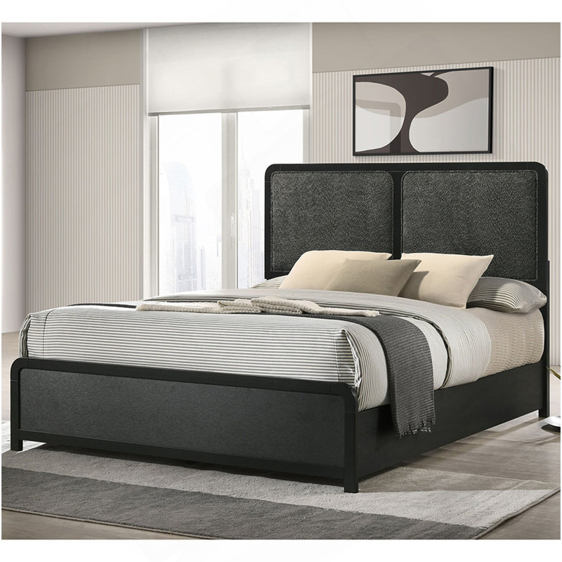 Grand lit tapissier noir Burton