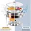 Mantraraj Stainless Steel Chafing Dish With Tempered Glass Lid 4.5L Round Food Warmer Buffet Server Serving Dishes Pack 2