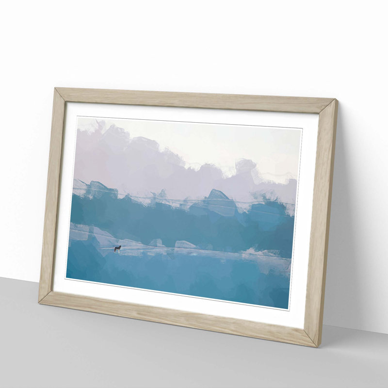 Lone Wolf in Abstract - Picture Frame Graphic Art Print, Oak, 40cm H x 60cm W x 2cm D