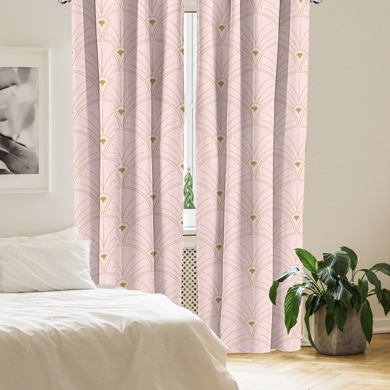 Semi Sheer Curtain Pair, 56" W x 95" L, Rose/Sand Brown