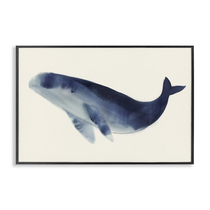 Baleine géante encadrée, giclée par Lily K., H 12 po x l 18 po, Giclée encadrée noir minuit