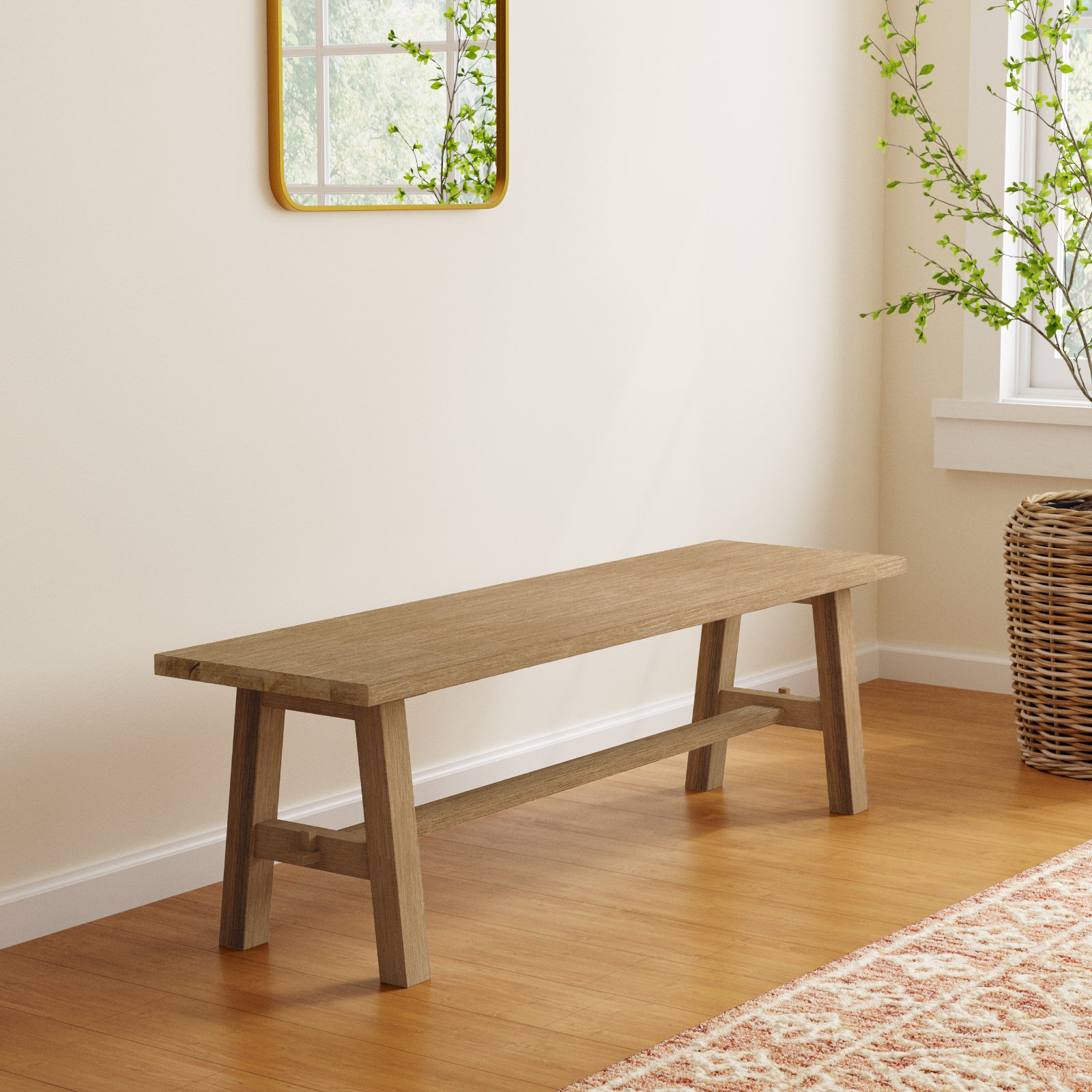 Naugatuck Wood Bench, Brushed Smoke