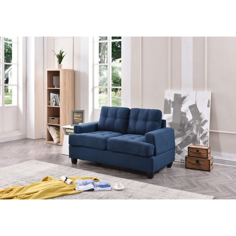 Gilmore Upholstered 58'' Loveseat, Navy Blue