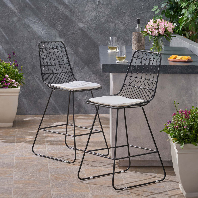 Niez Counter Stool for Kitchen Island, Ivory, Black