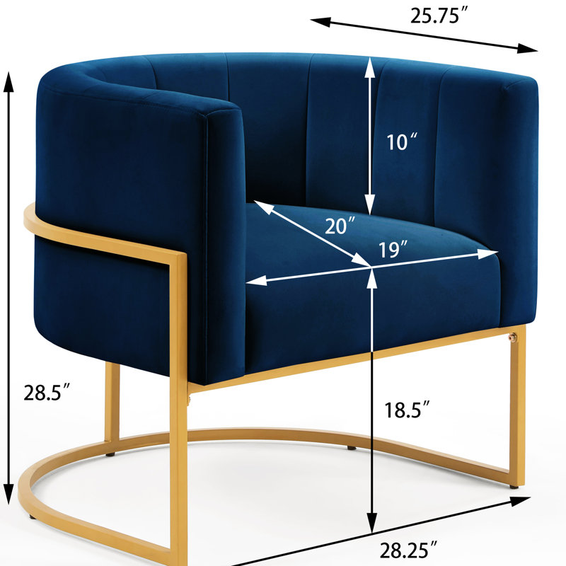 Chaise en velours bleu marine de style moderne avec support en métal massif - Espace de soutien du siège du salon, Marine
