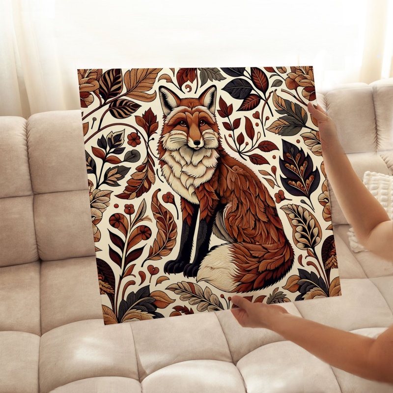 Animaux, renard et feuilles d'automne, reproduction d'art non encadrée, H 20 po x l 20 po