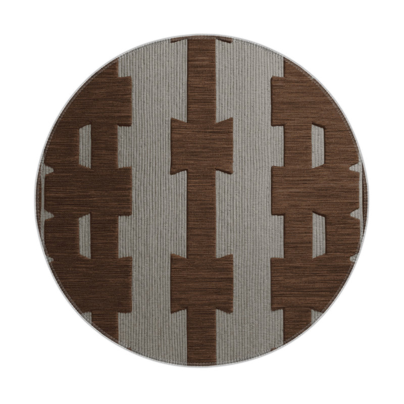 Trellis Black Indoor and Outdoor Area Rug, Round 5'