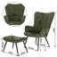 Nevin Velvet Accent Chair with Footstool-697624246