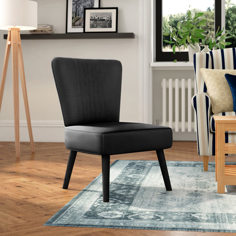 Manford Upholstered Slipper Chair, Black