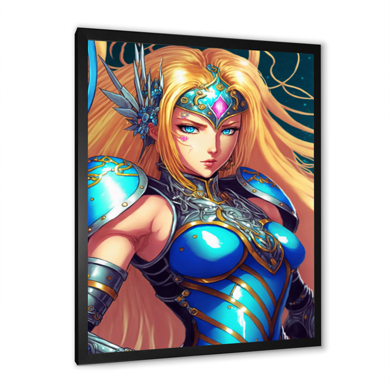 «Eckhold», la reine de l'anime bleue sur toile II, Cadre photo noir, H 32 po x l 16 po x P 1 po