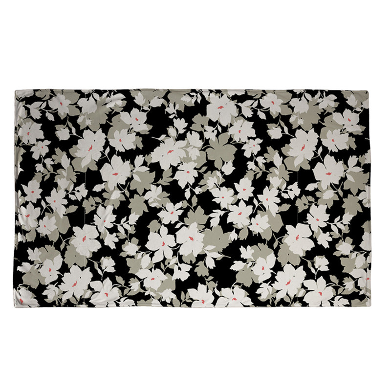 Couverture de fleurs, 65 po x 80 po, Noir