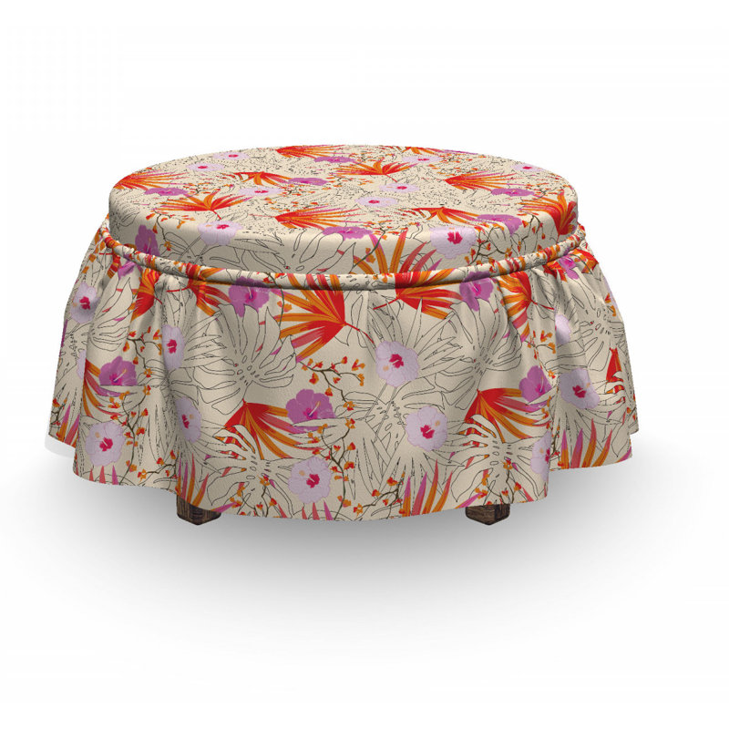 Housse pour repose-pieds plantes et fleurs hibiscus