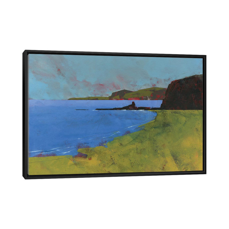 « ceredigion falaises », reproduction sur toile, H 18 po x l 26 po x P 1,5 po, Toile avec cadre noir, Pas de tapis