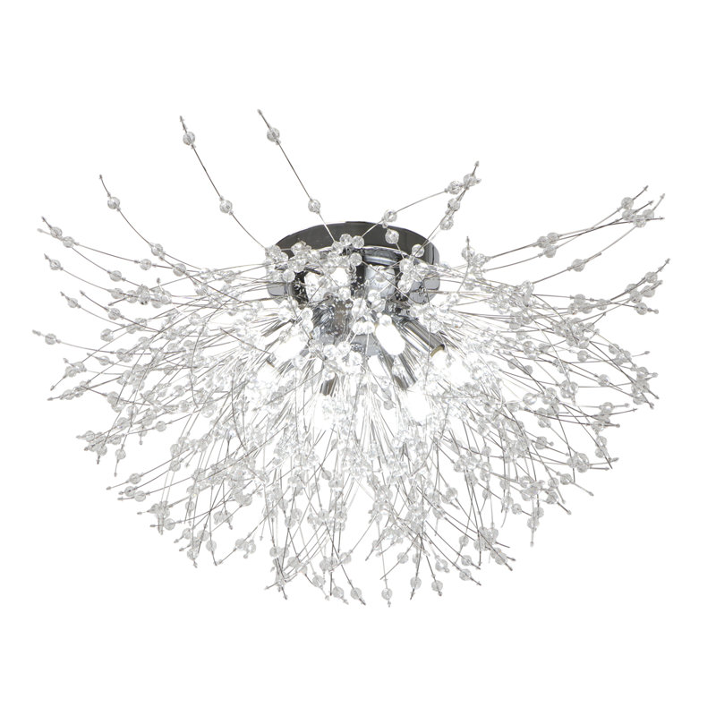 Plafonnier en cristal 6 lumières, Chrome chrome