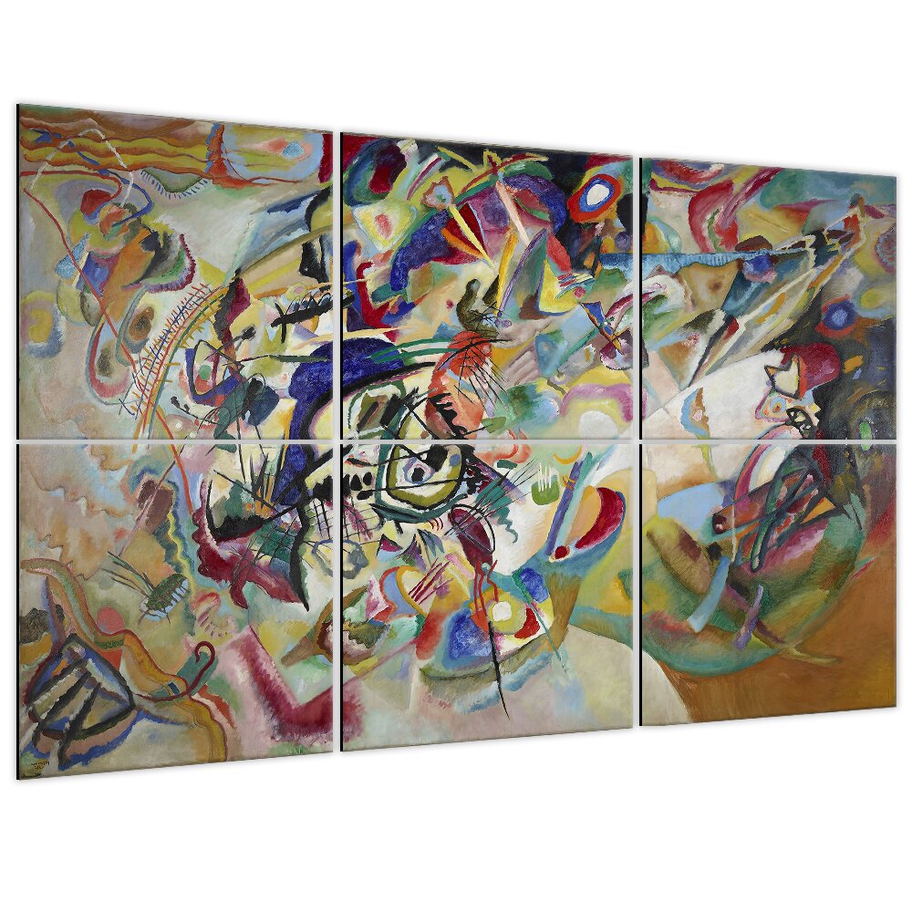 Multi Panel Wand Kunst Komposition VII - Wassily Kandinsky Cm. 100X150 (6 Paneele)