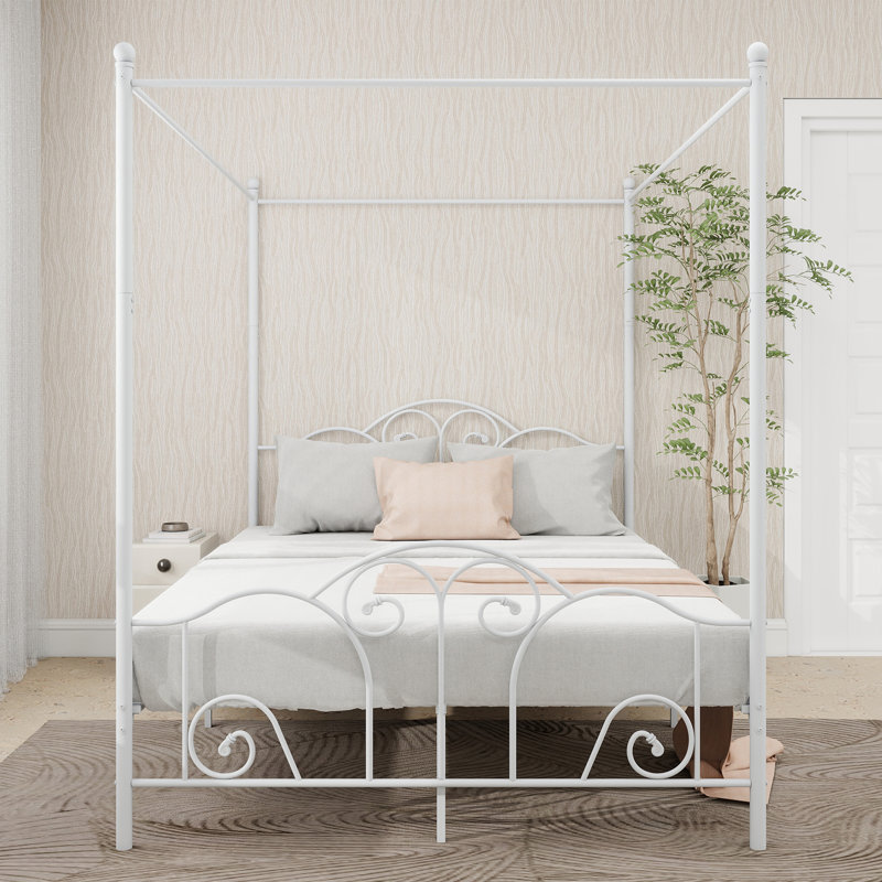 Lit plateforme en métal Tardun, Blanc, Grand