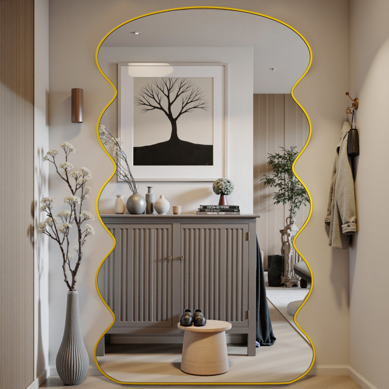 Wave Full Body Mirror:a Full-length Wave-designed Mirror That Offers Complete Body Reflection While Enhancing Your Space's Aesthetics.
