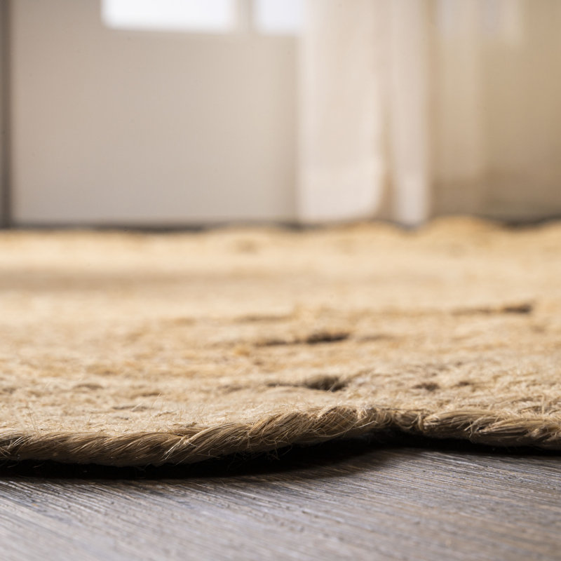 Tapis rond à motif géométrique brun, Rond 3 pi