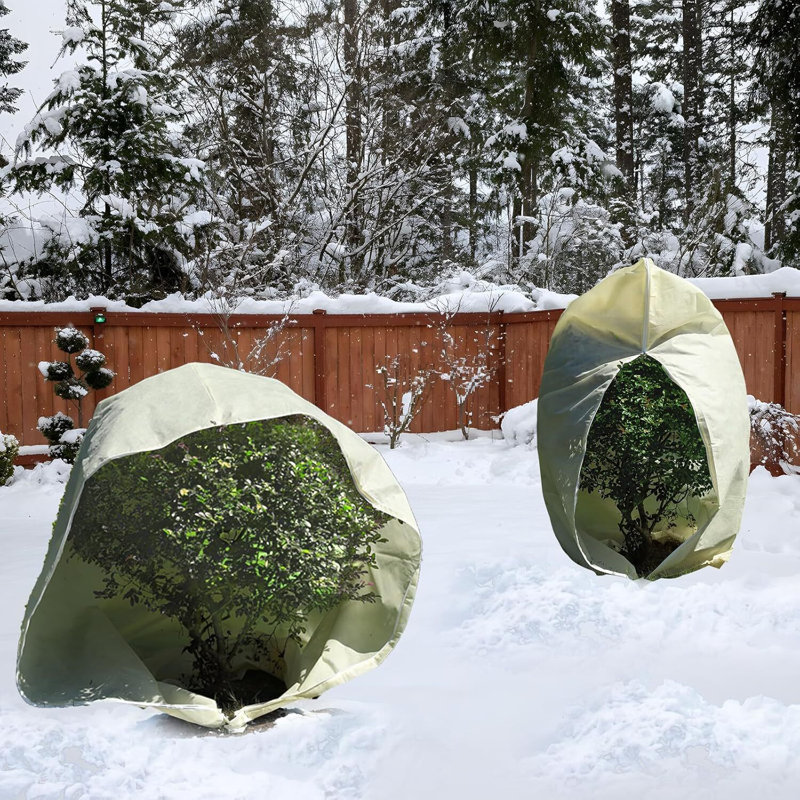 Paquet de 4 housses de protection contre le givre avec fermeture à glissière et cordon - housse de protection contre les arbres et les plantes