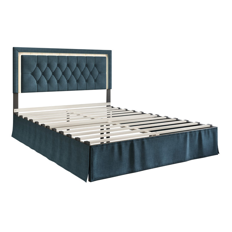 Epworth Upholstered Platform Bed, Denim Blue, King