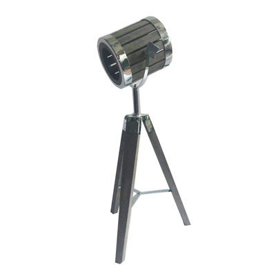 1 Light Chrome Tripod Table Lamp With A Shade