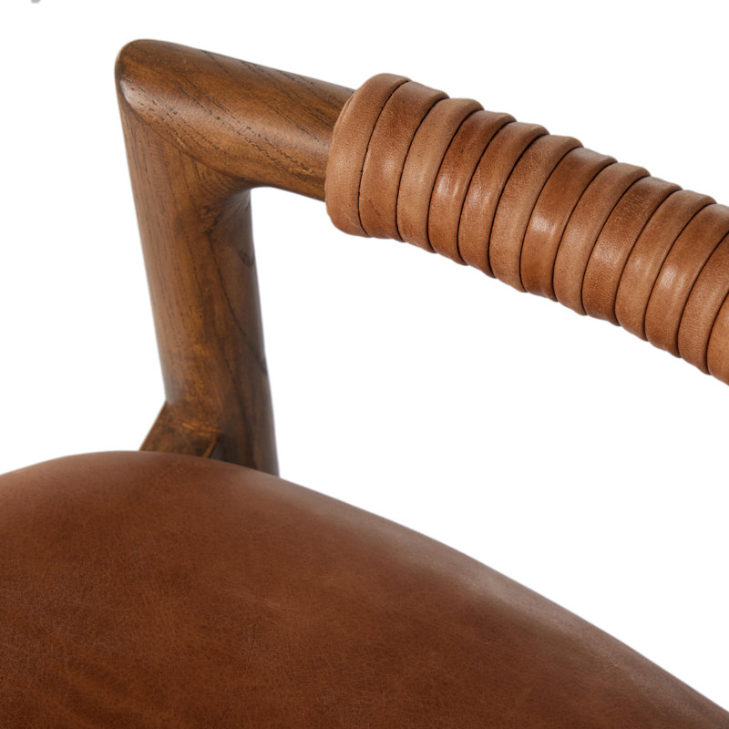Baden Stool, Lamont Nettlewood, Haven Tobacco/Genuine Leather, Bar Stool (30" Seat Height)
